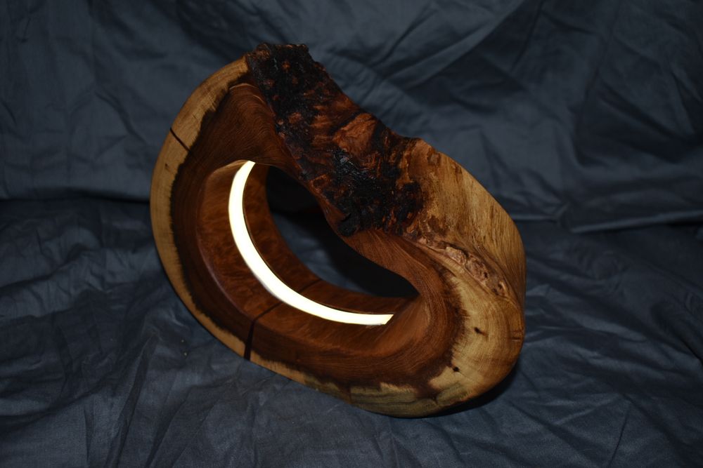 Wood LED Lamp w/ Red Epoxy