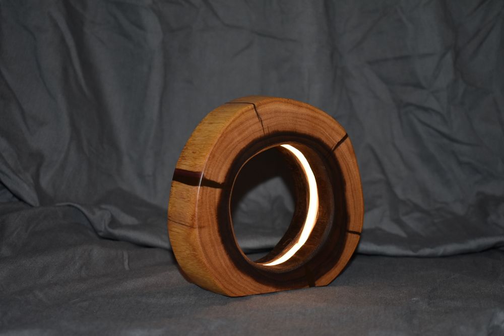 Wood LED Lamp w/ Purple Epoxy