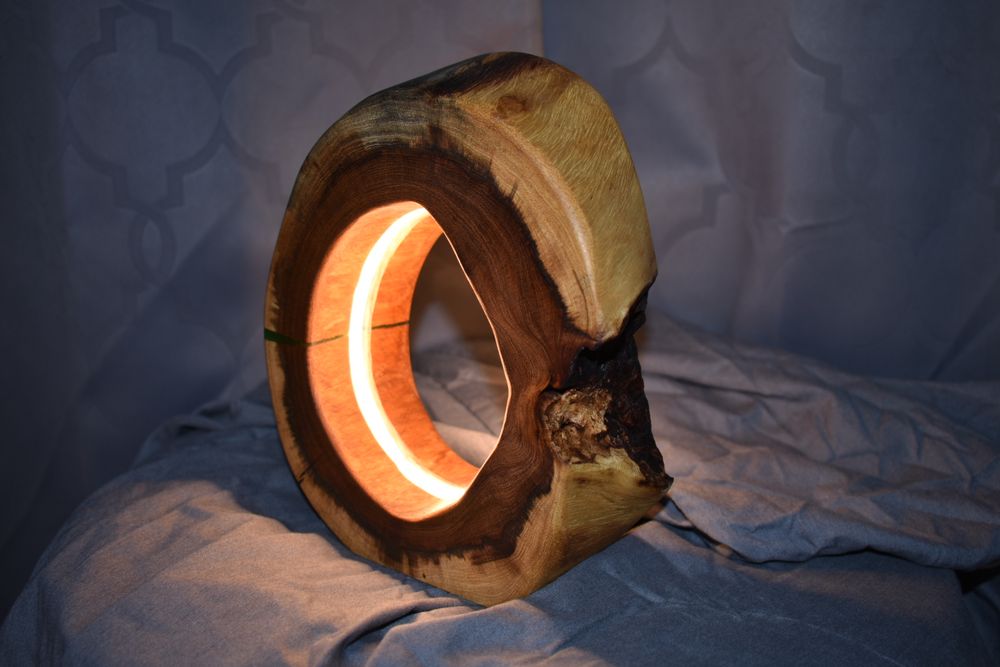 Wood LED Lamp w/ Green Epoxy